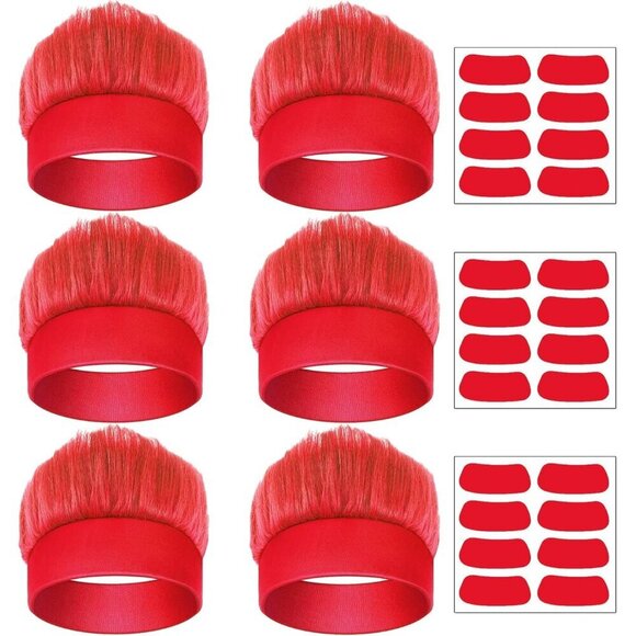 6Pcs Hairy Headbands Flowy Troll Crazy Hair & Stickers Spirit Week Costume main image 6